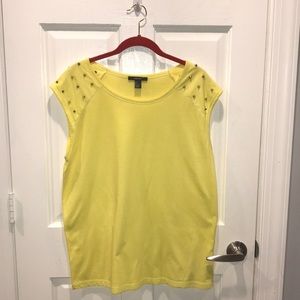 Forever 21 yellow shoulder studded t-shirt